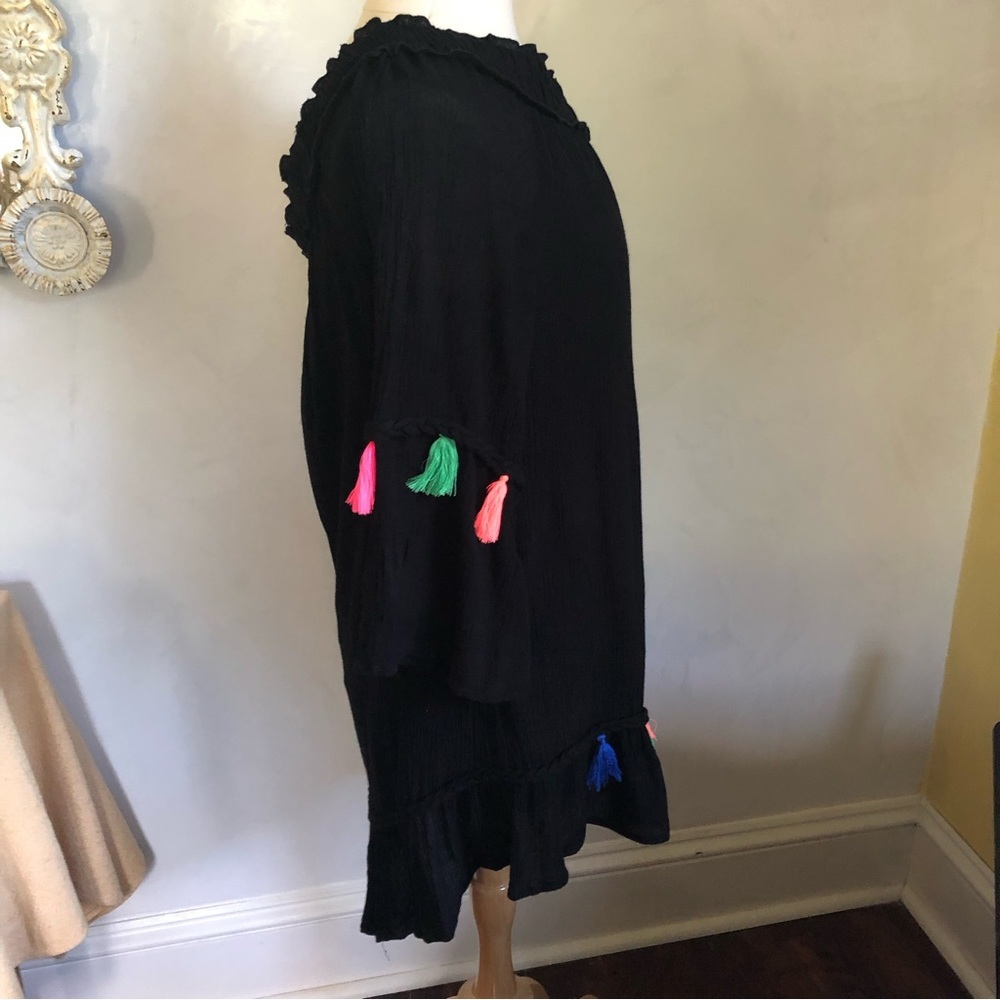 True Destiny beach, bohemian summer black off the shoulder tassel dress - Picture 12 of 16